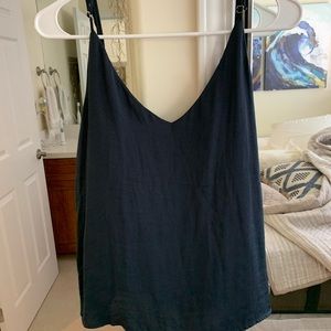 Navy Silk Top